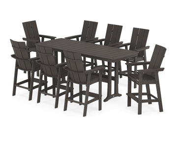 Modern Curveback Adirondack 9-Piece Bar Set with Trestle Legs