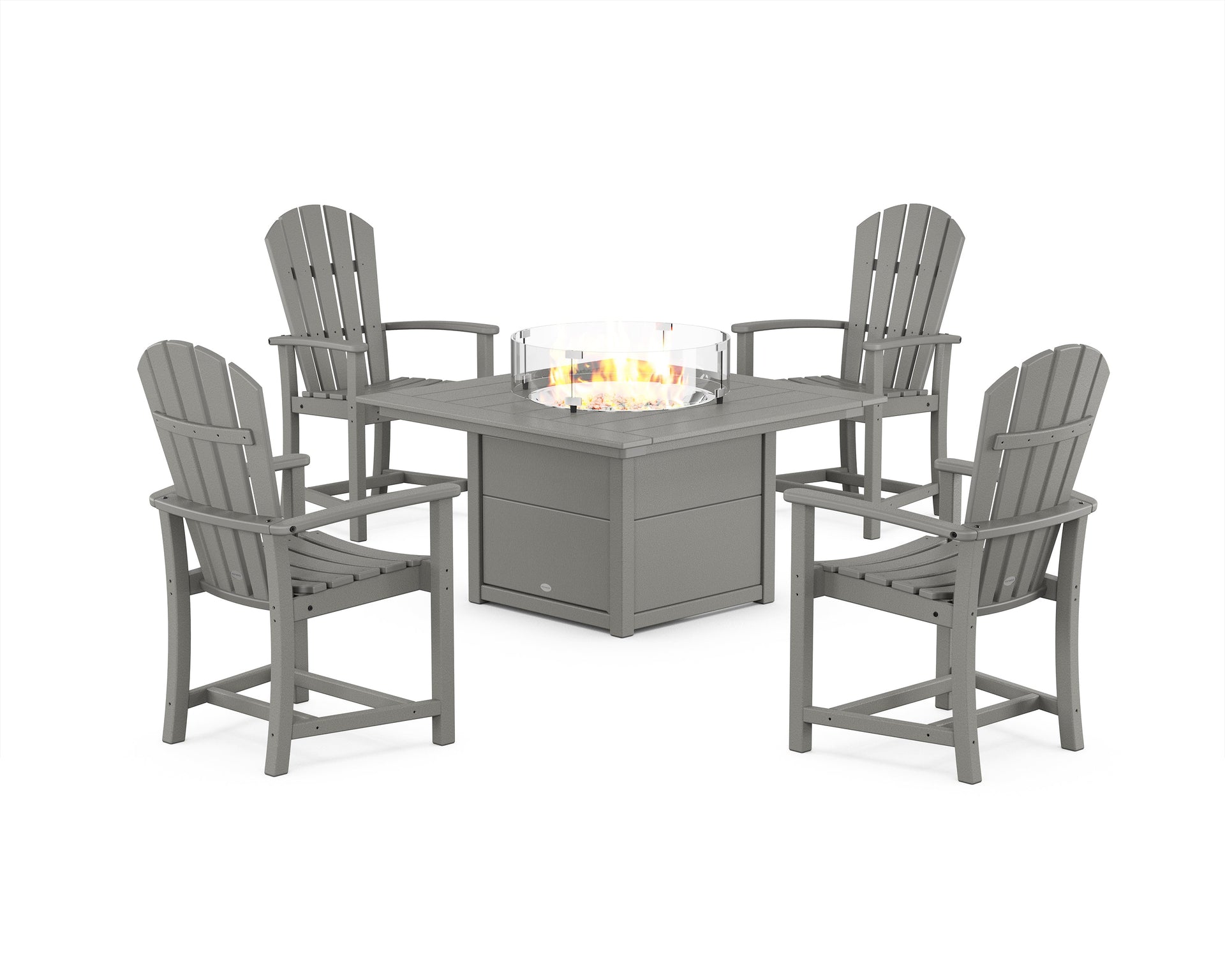 Palm Coast 4-Piece Upright Adirondack Conversation Set with Fire Pit Table