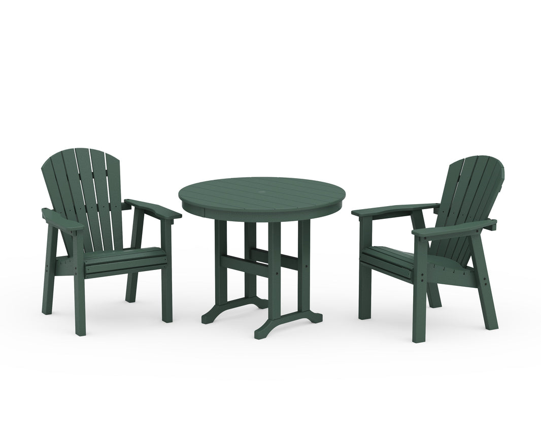 Seashell 3-Piece Round Farmhouse Dining Set