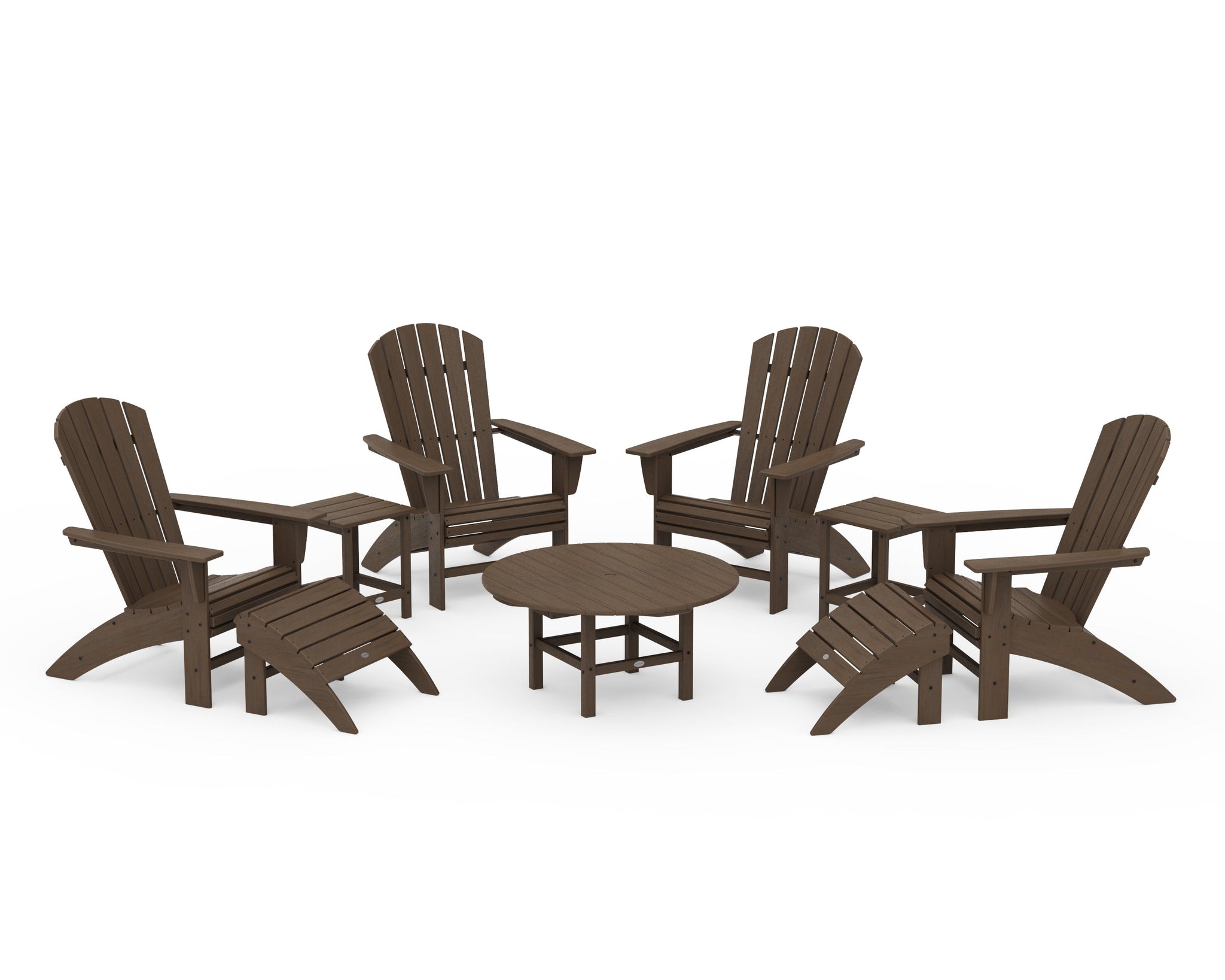 Nautical Curveback Adirondack Chair 9-Piece Conversation Set