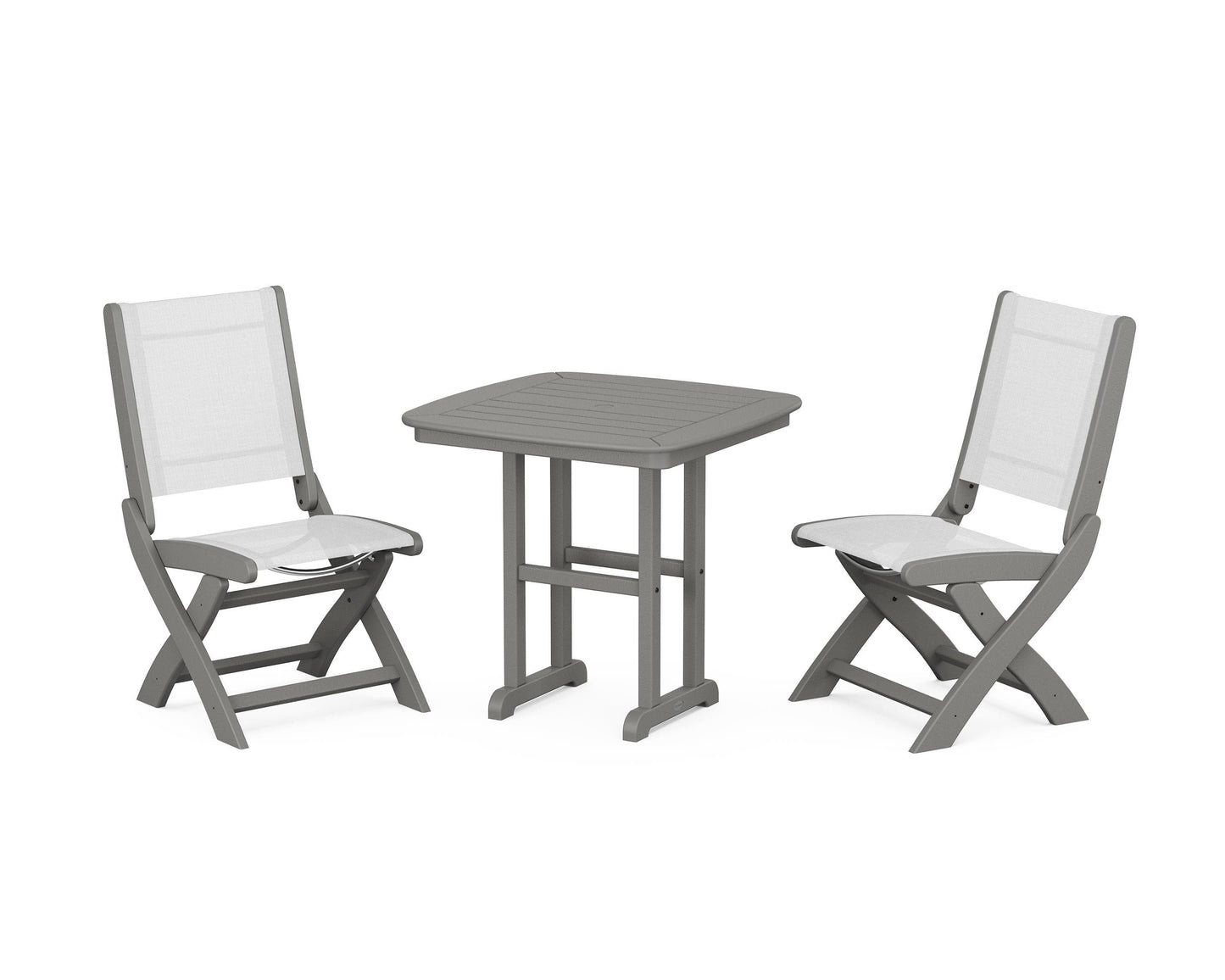 Coastal Folding Side Chair 3-Piece Dining Set