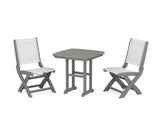 Coastal Folding Side Chair 3-Piece Dining Set