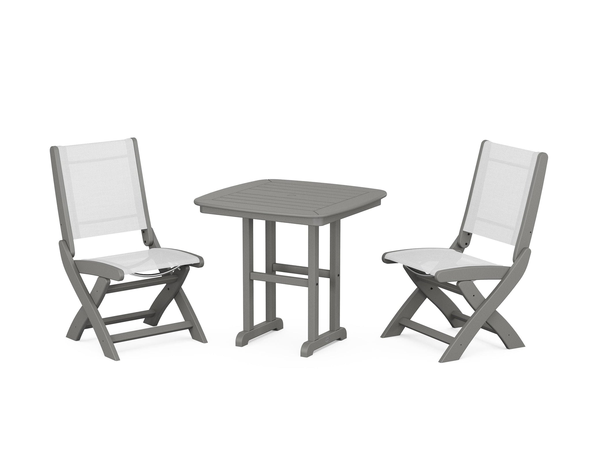 Coastal Folding Side Chair 3-Piece Dining Set