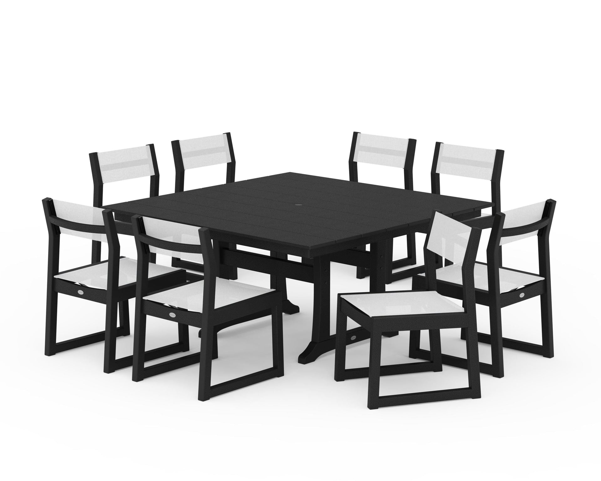 EDGE Sling Side Chair 9-Piece Farmhouse Trestle Dining Set