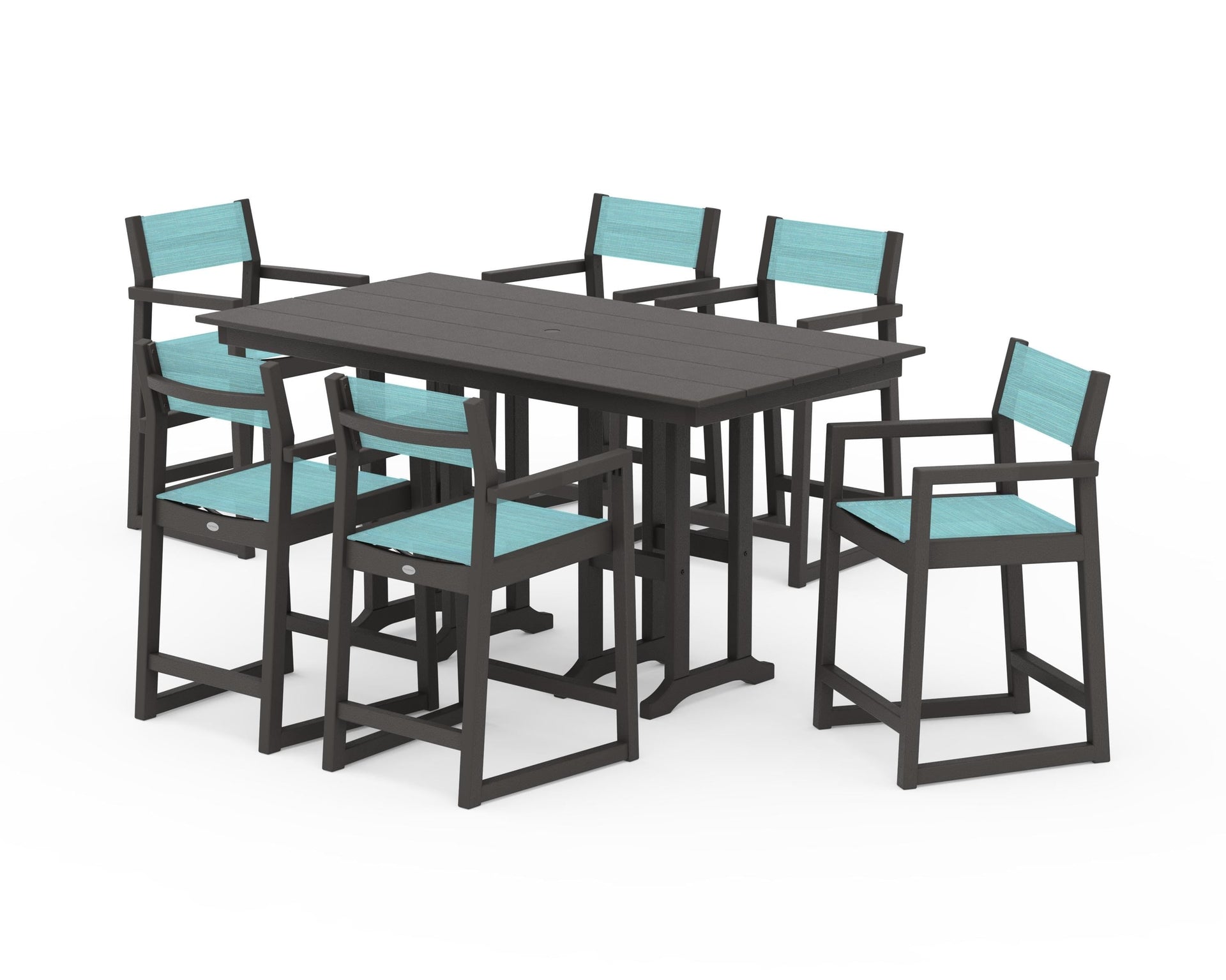 EDGE Sling Arm Chair 7-Piece Farmhouse Counter Set