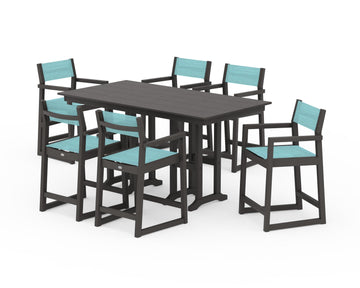 EDGE Sling Arm Chair 7-Piece Farmhouse Counter Set