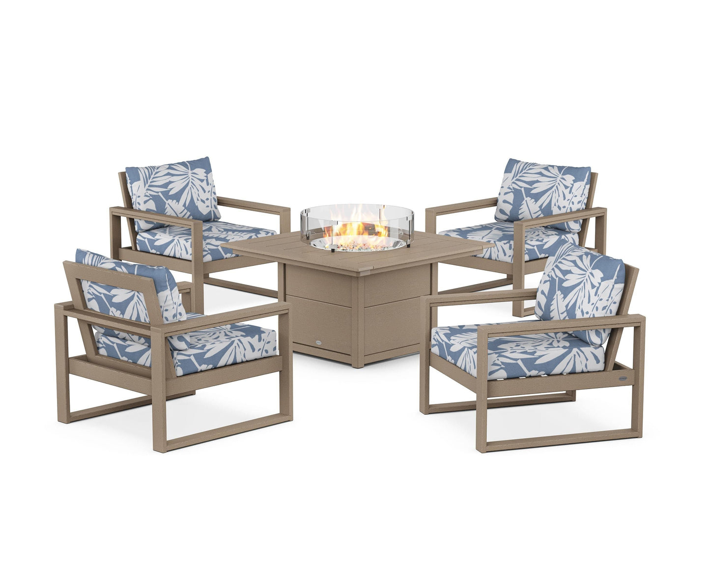 EDGE Sectional 5-Piece Deep Seating Set with Fire Pit Table