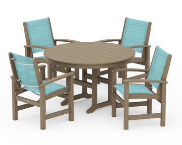 Coastal 5-Piece Round Farmhouse Dining Set