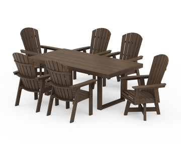 Nautical Curveback Adirondack Swivel Chair 7-Piece Dining Set