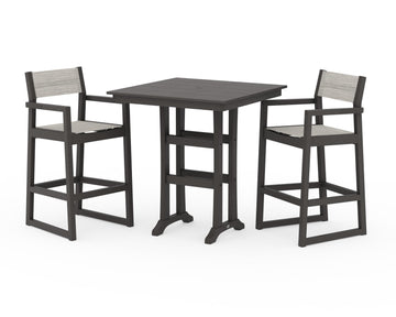 EDGE Sling Arm Chair 3-Piece Farmhouse Bar Set with Trestle Legs