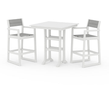 EDGE Sling Arm Chair 3-Piece Farmhouse Bar Set with Trestle Legs