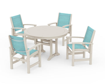 Coastal 5-Piece Round Dining Set with Trestle Legs
