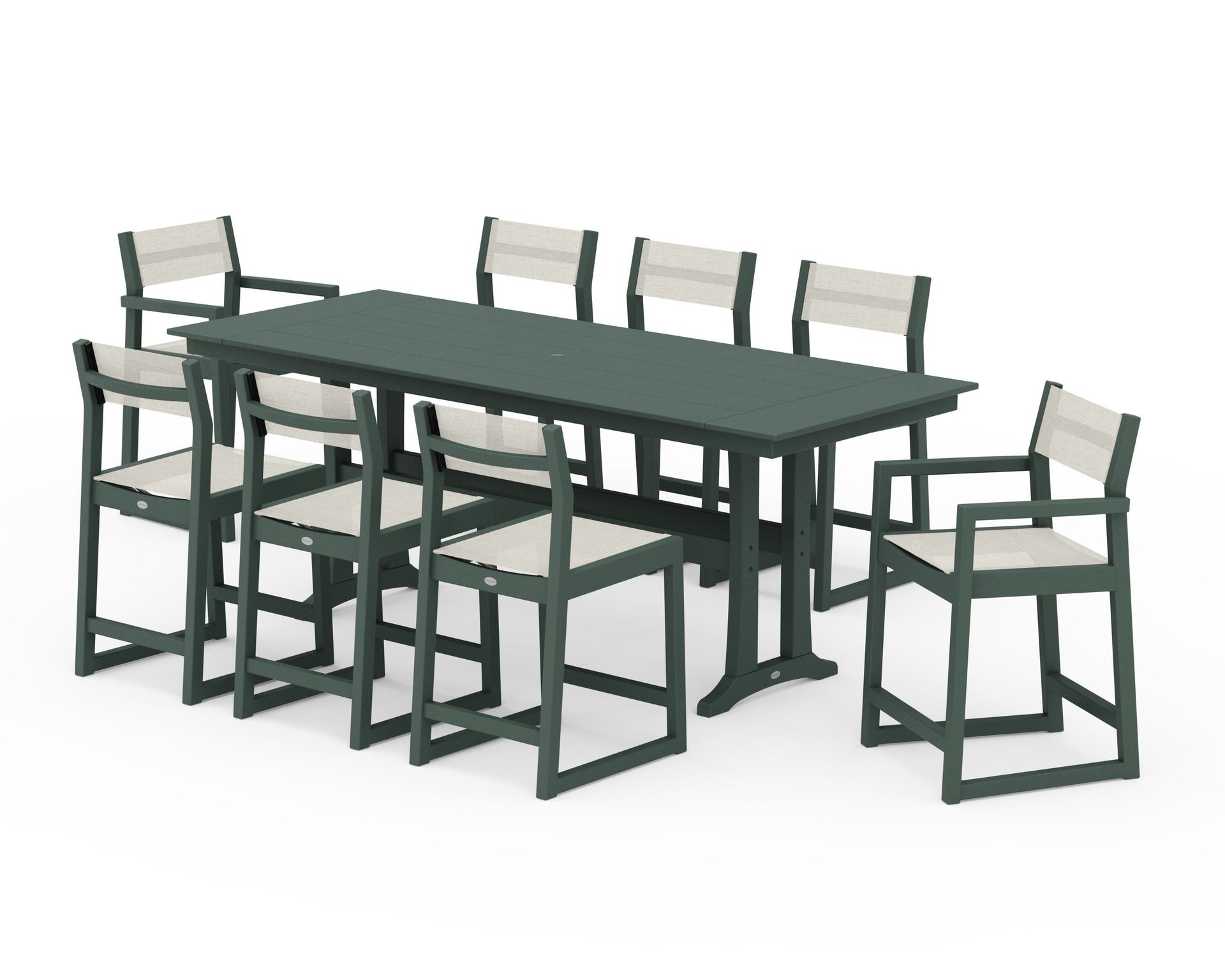 EDGE Sling 9-Piece Farmhouse Counter Set with Trestle Legs