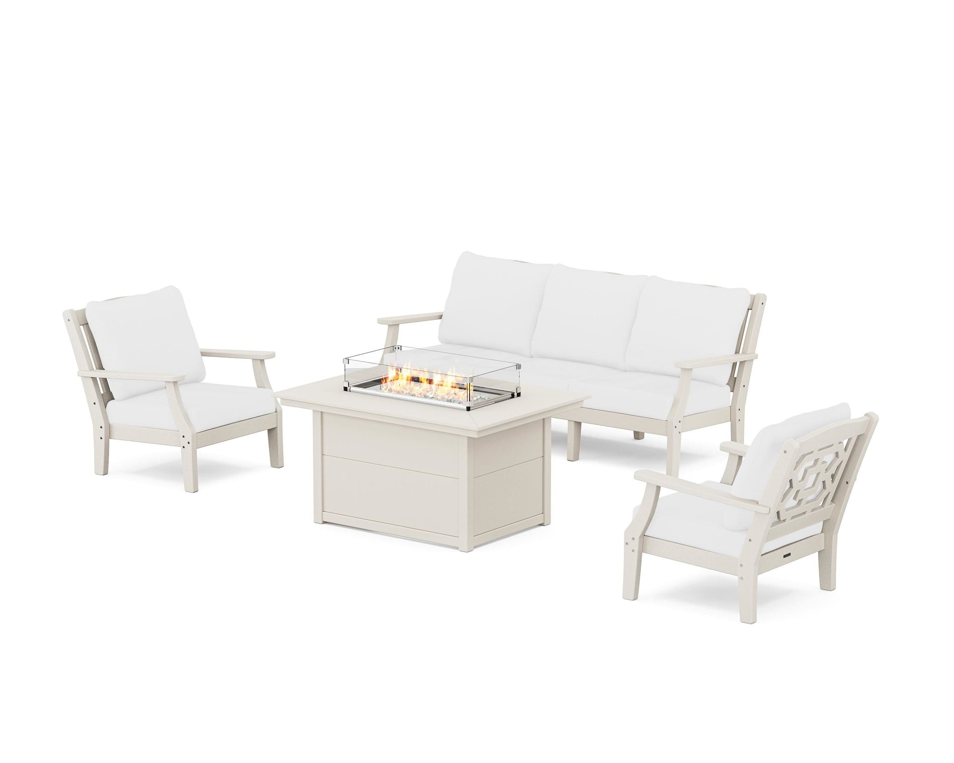 Chinoiserie Deep Seating Fire Pit Table Set