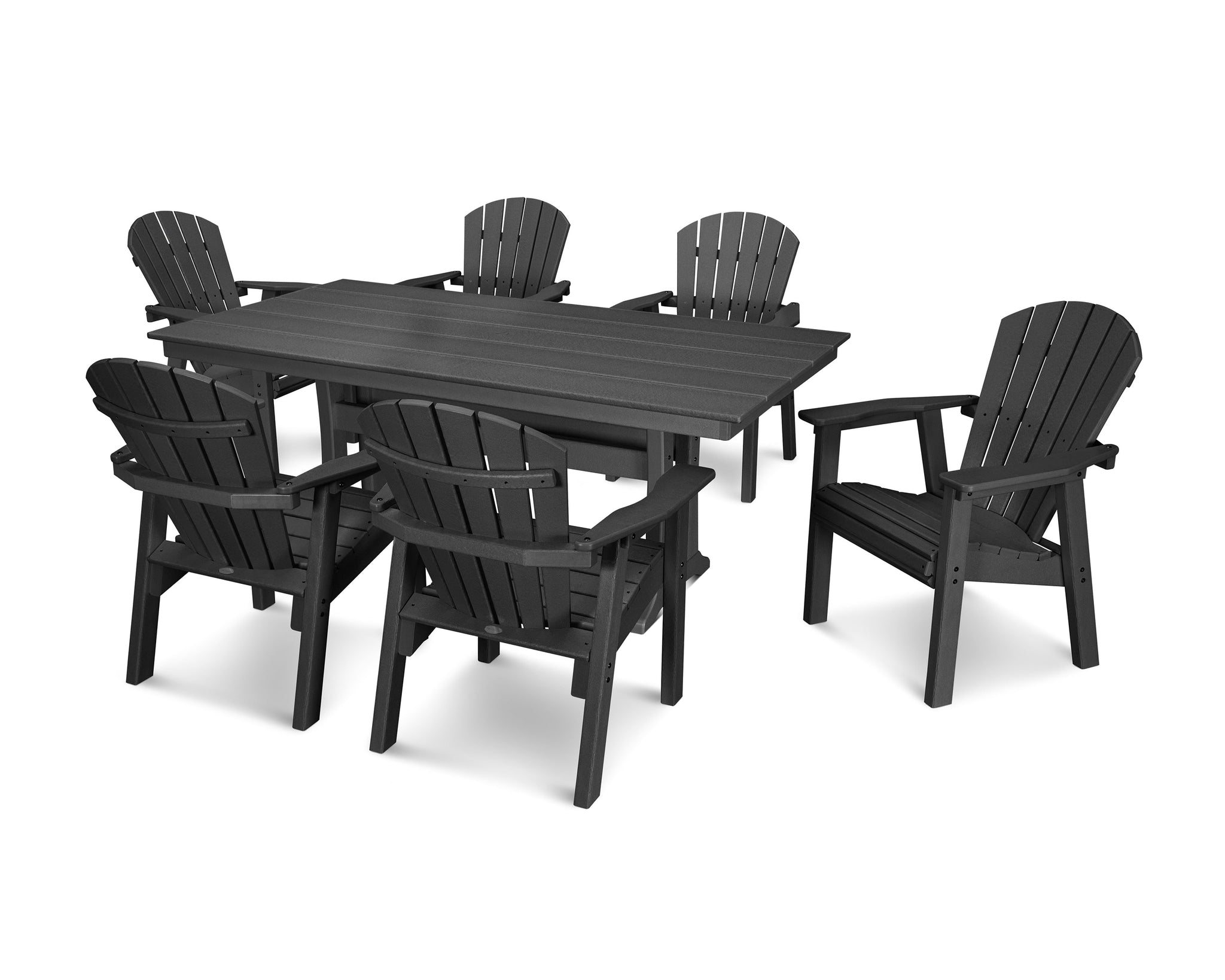 Seashell 7-Piece Farmhouse Dining Set with Trestle Legs