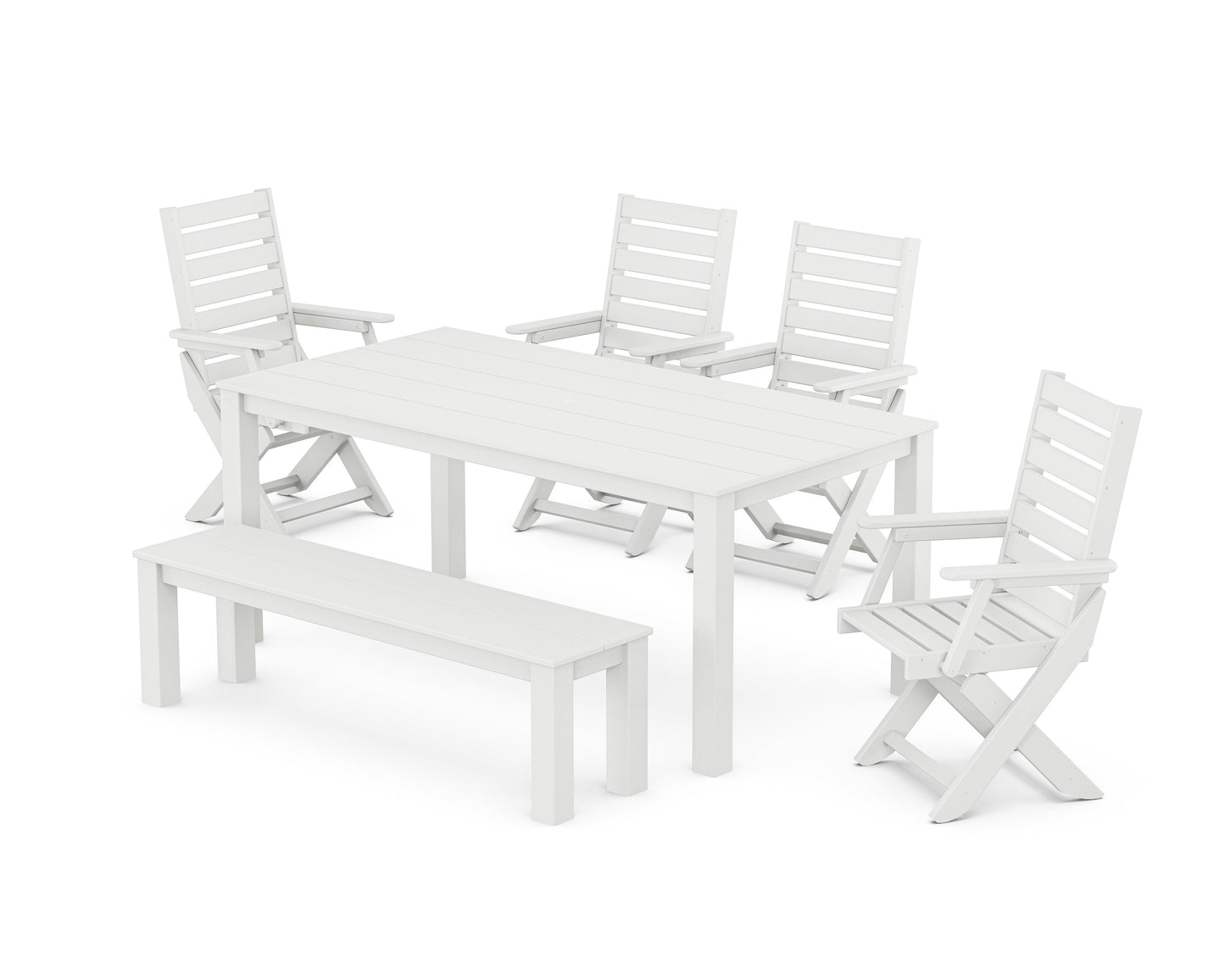 Captain Folding Chair 6-Piece Parsons Dining Set with Bench