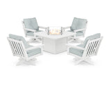Vineyard 5-Piece Deep Seating Swivel Conversation Set with Fire Pit Table