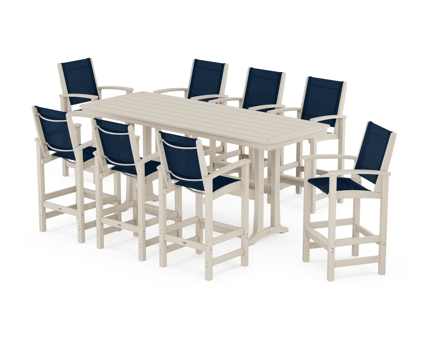 Coastal 9-Piece Bar Set with Trestle Legs