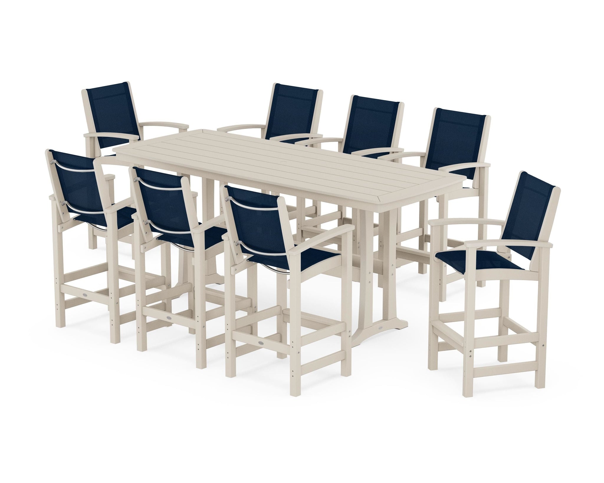 Coastal 9-Piece Bar Set with Trestle Legs