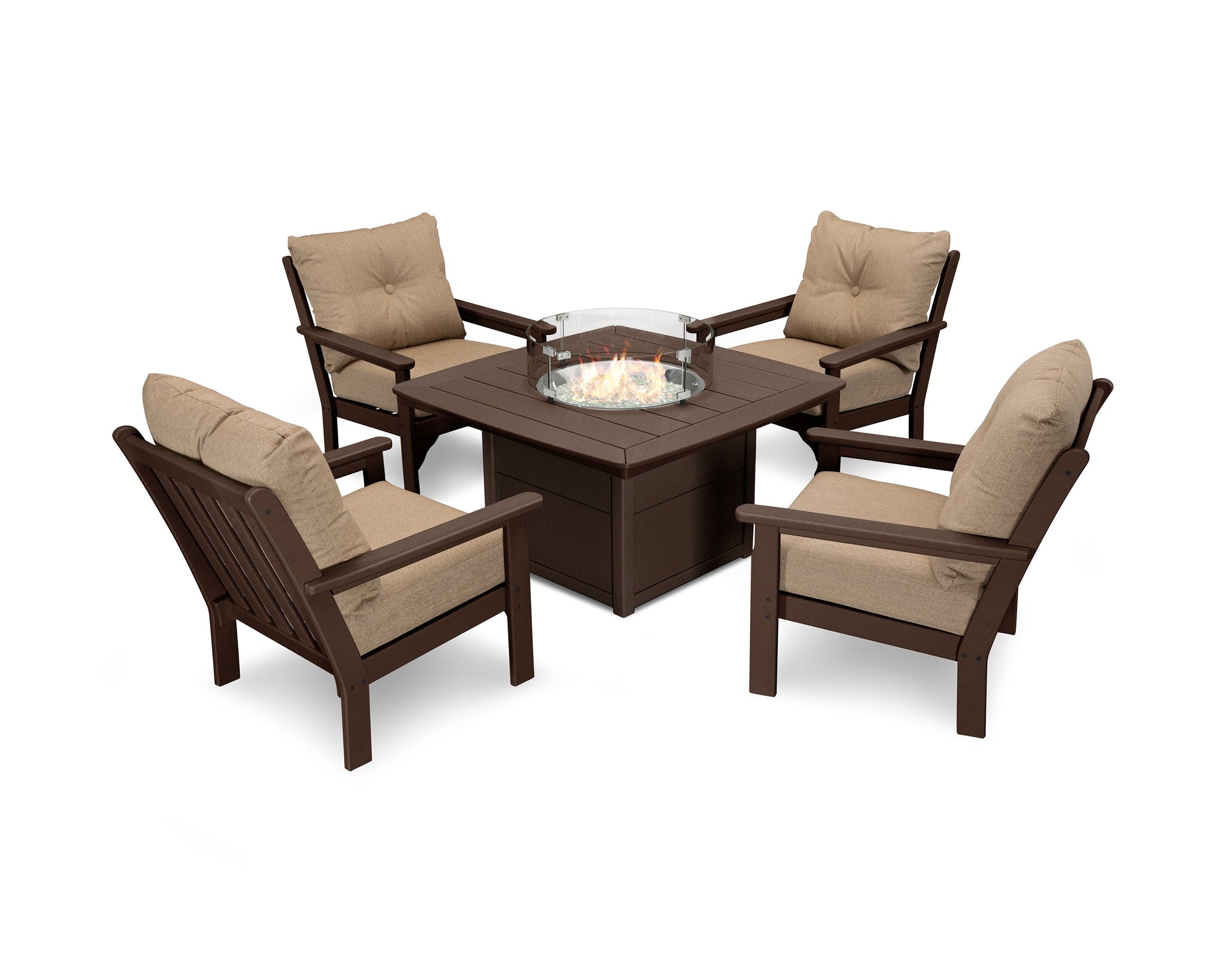 Vineyard 5-Piece Conversation Set with Fire Pit Table