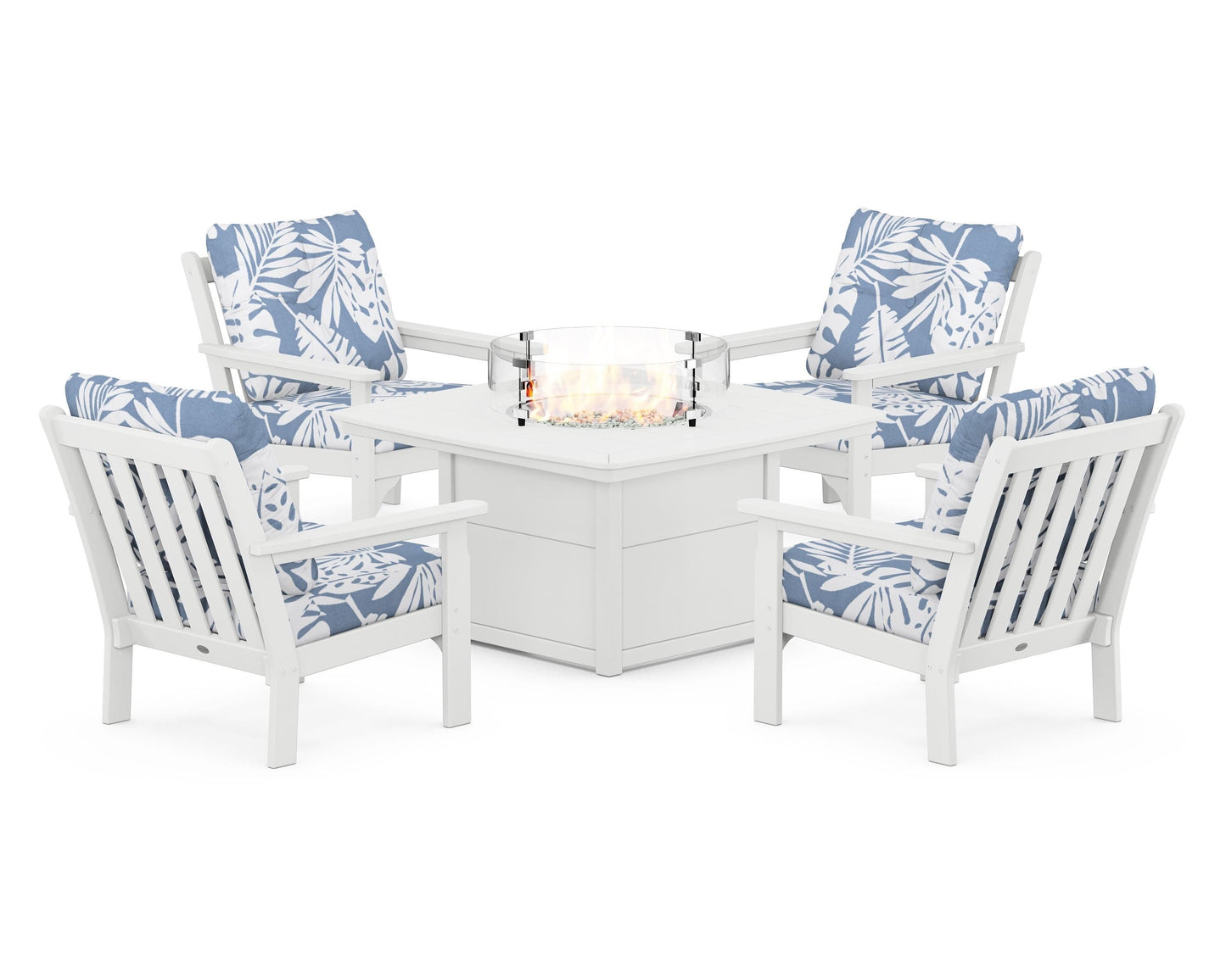 Vineyard 5-Piece Conversation Set with Fire Pit Table
