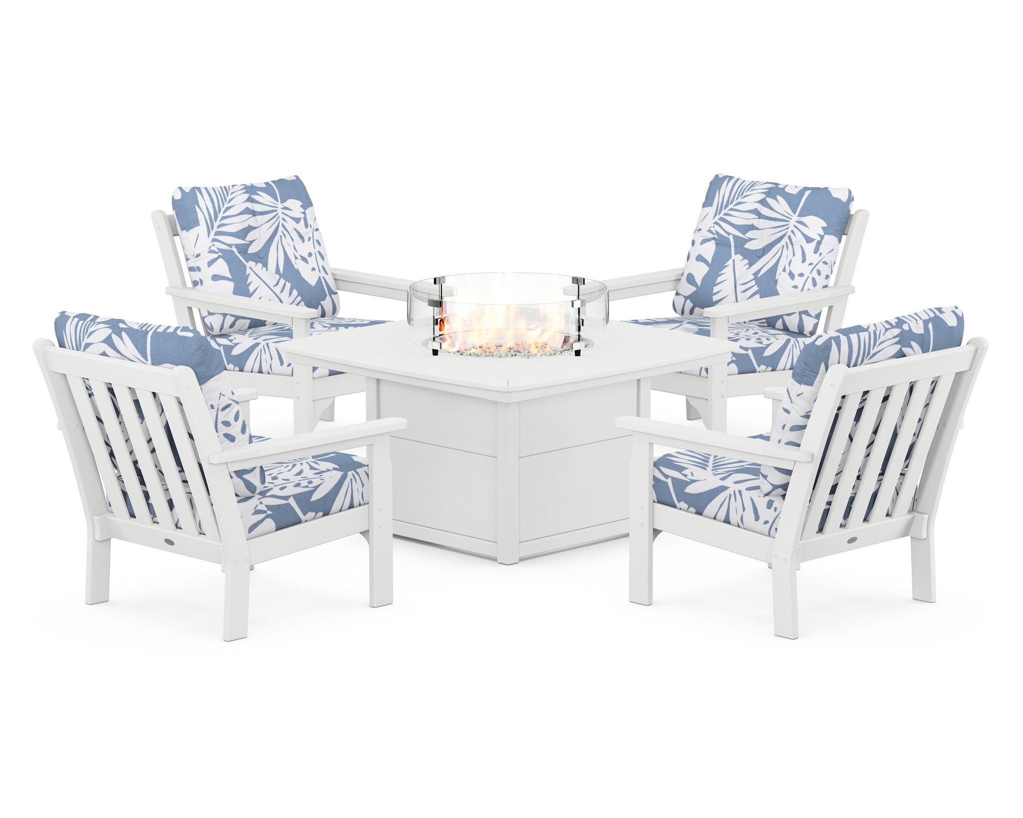 Vineyard 5-Piece Conversation Set with Fire Pit Table