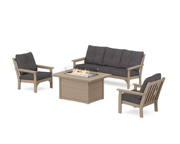 Vineyard Deep Seating Fire Pit Table Set