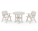 Nautical Folding Lowback Chair 3-Piece Round Dining Set