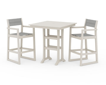 EDGE Sling Arm Chair 3-Piece Farmhouse Bar Set with Trestle Legs