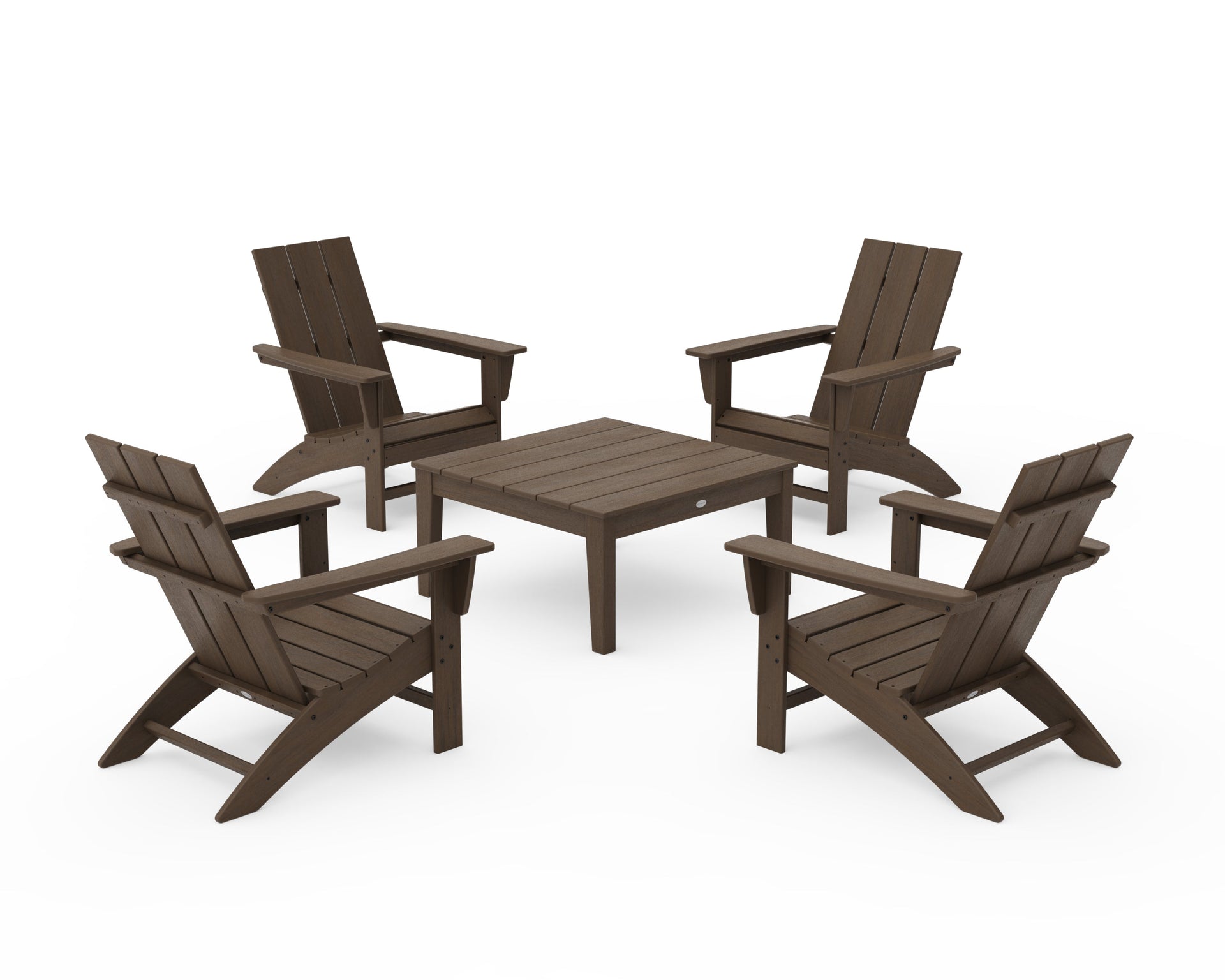 5-Piece Modern Adirondack Chair Conversation Set with 36" Conversation Table