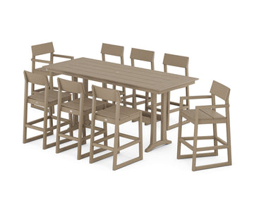 EDGE 9-Piece Farmhouse Bar Set with Trestle Legs