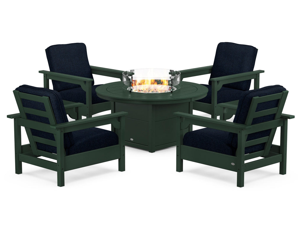 Club 5-Piece Conversation Set with Fire Pit Table