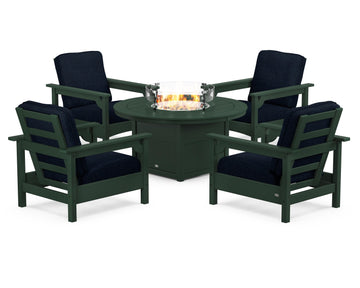 Club 5-Piece Conversation Set with Fire Pit Table