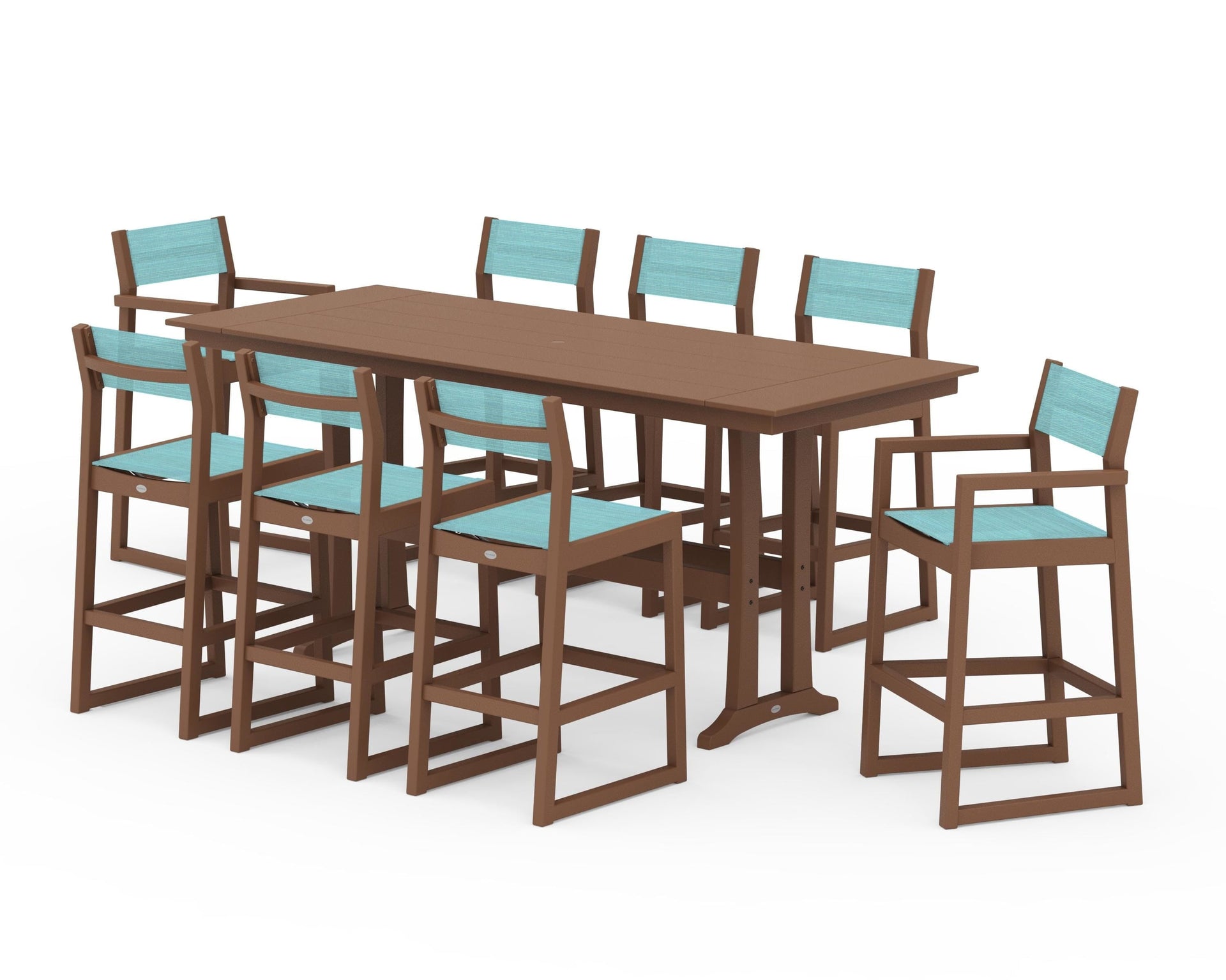 EDGE Sling 9-Piece Farmhouse Bar Set with Trestle Legs