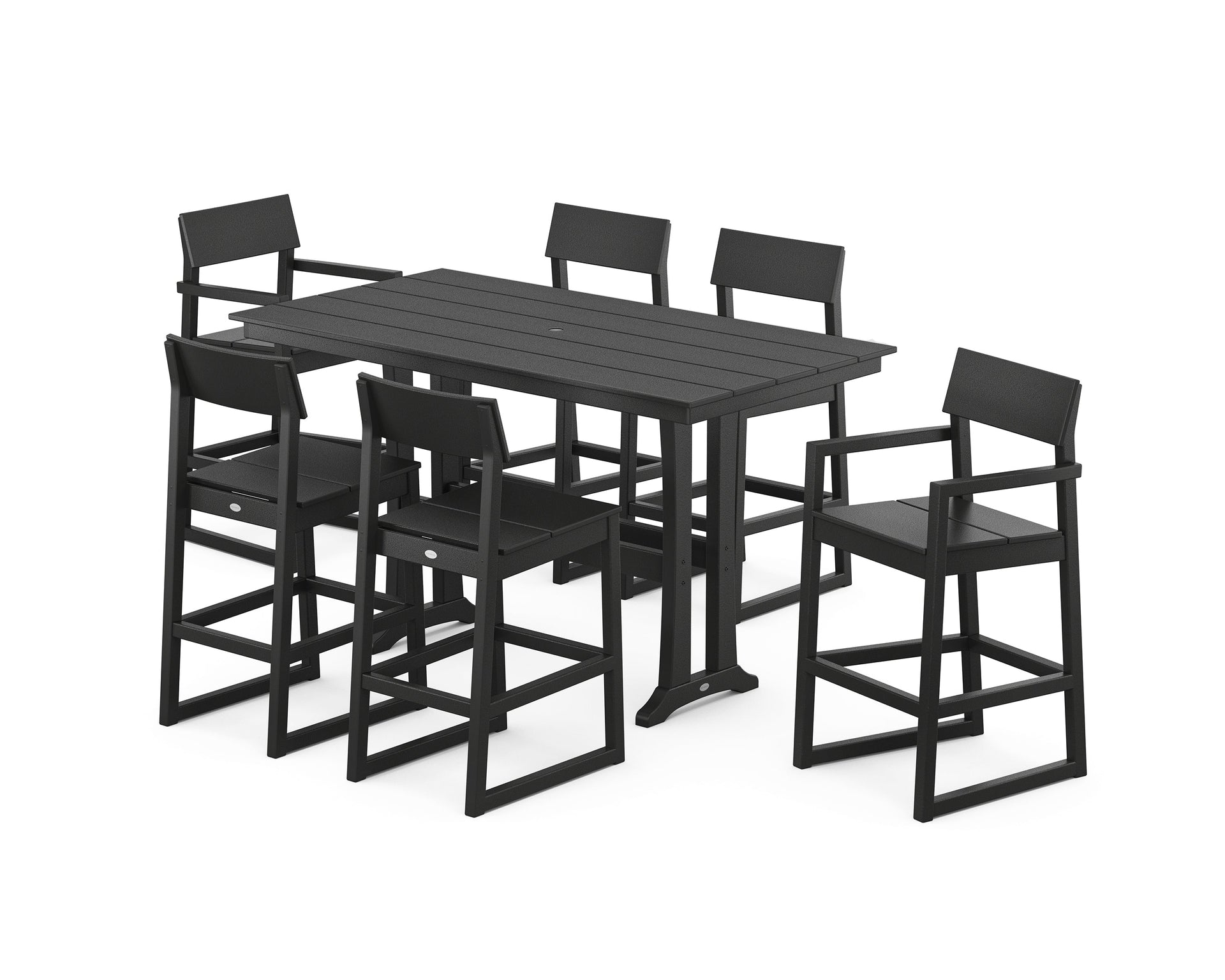 EDGE 7-Piece Farmhouse Bar Set with Trestle Legs
