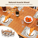 Costway 7-Piece Patio Acacia Wood Dining Set Cushions Umbrella Hole 17892435 New