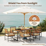 Costway 7-Piece Patio Acacia Wood Dining Set Cushions Umbrella Hole 17892435 New
