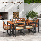 Costway 7-Piece Patio Acacia Wood Dining Set Cushions Umbrella Hole 17892435 New