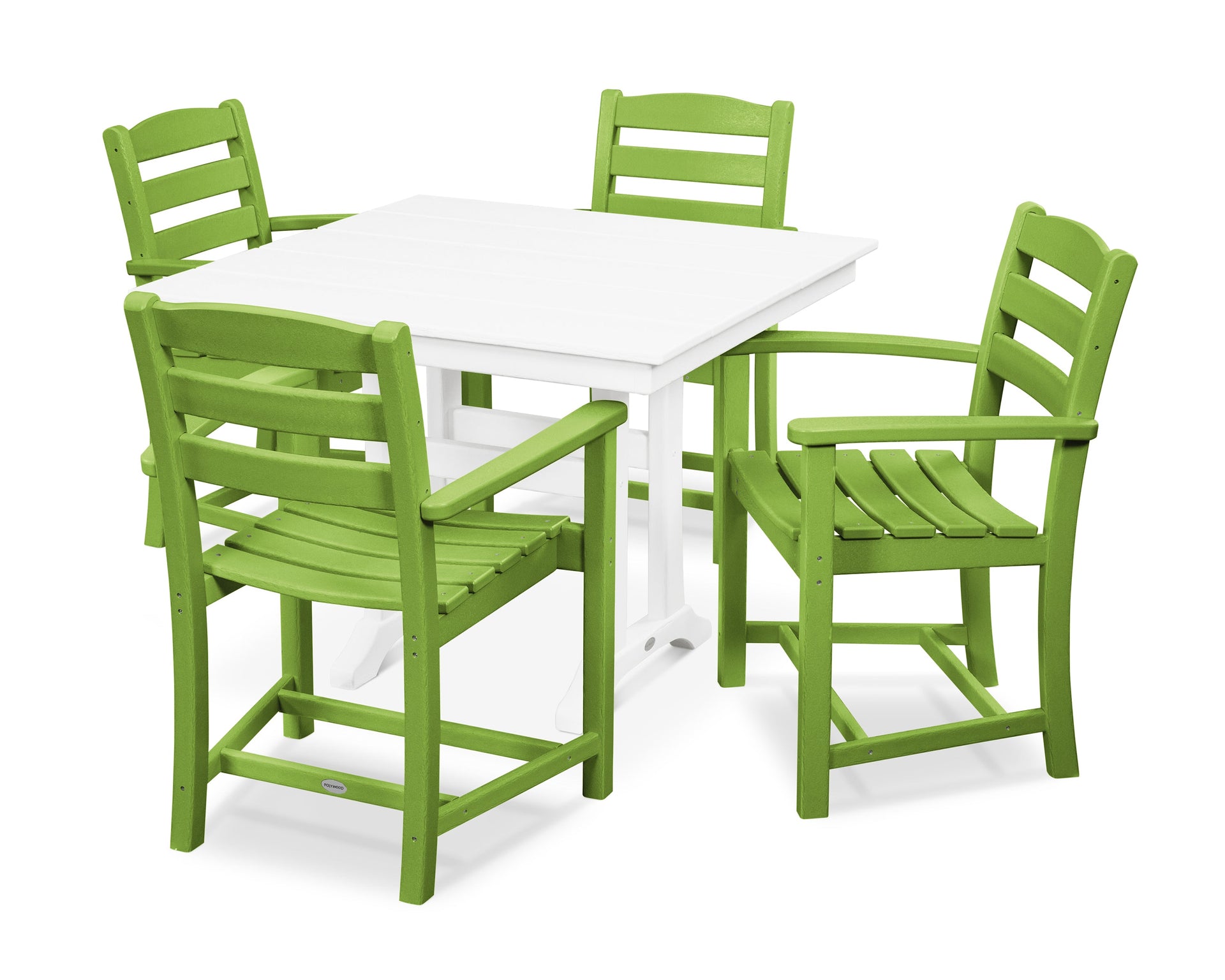 La Casa Café 5-Piece Farmhouse Trestle Arm Chair Dining Set