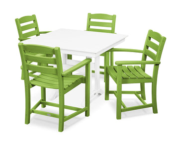 La Casa Café 5-Piece Farmhouse Trestle Arm Chair Dining Set