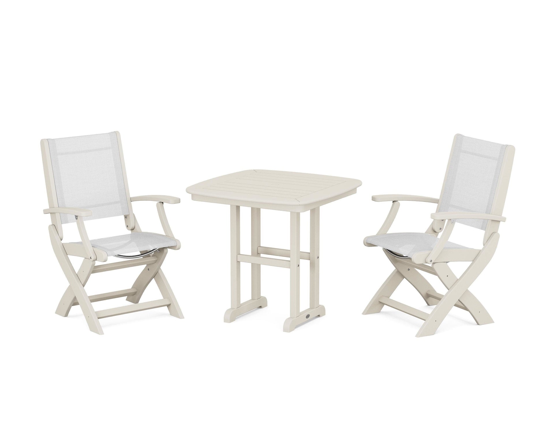 Coastal Folding Chair 3-Piece Dining Set