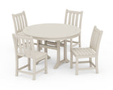 Traditional Garden Side Chair 5-Piece Round Dining Set With Trestle Legs