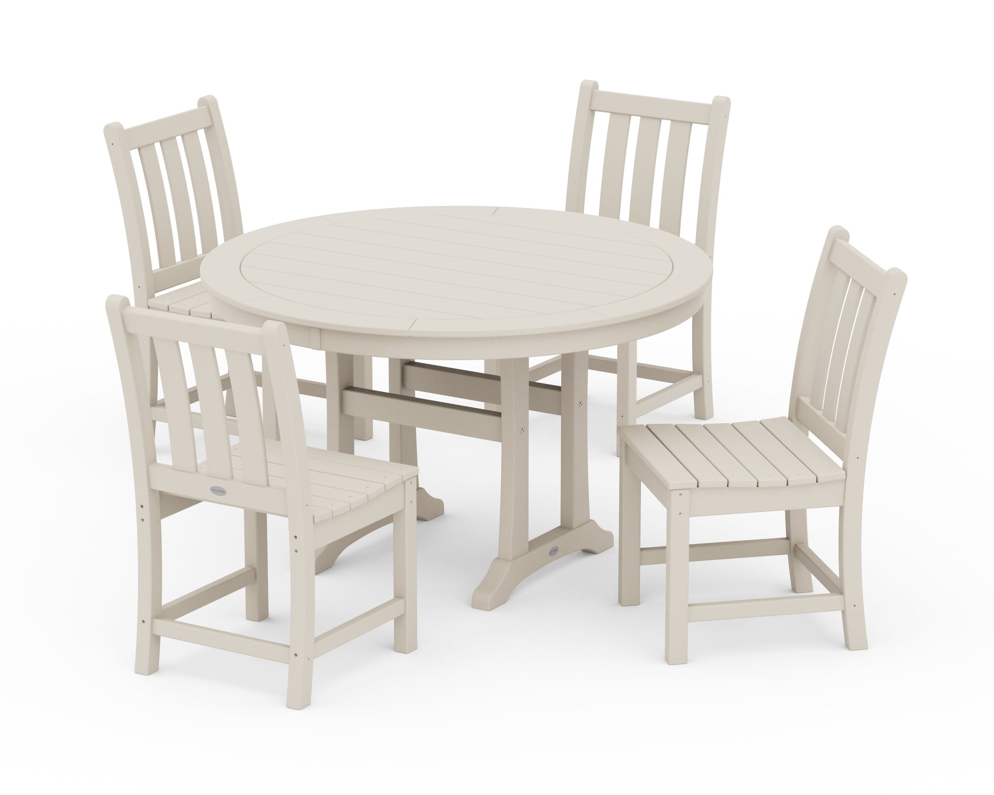 Traditional Garden Side Chair 5-Piece Round Dining Set With Trestle Legs