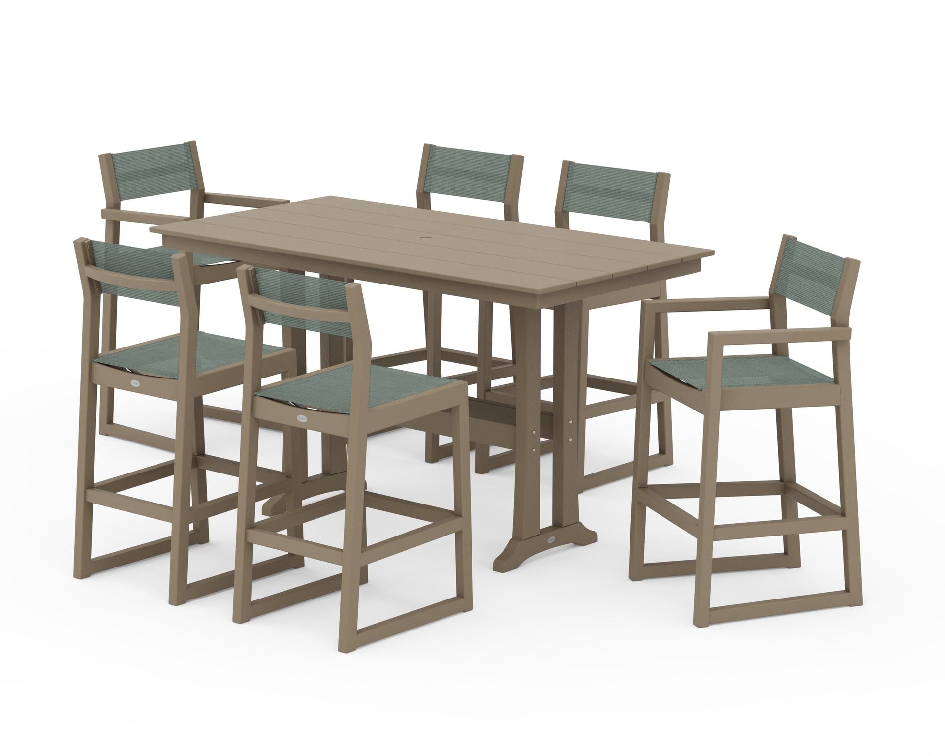 EDGE Sling 7-Piece Farmhouse Bar Set with Trestle Legs