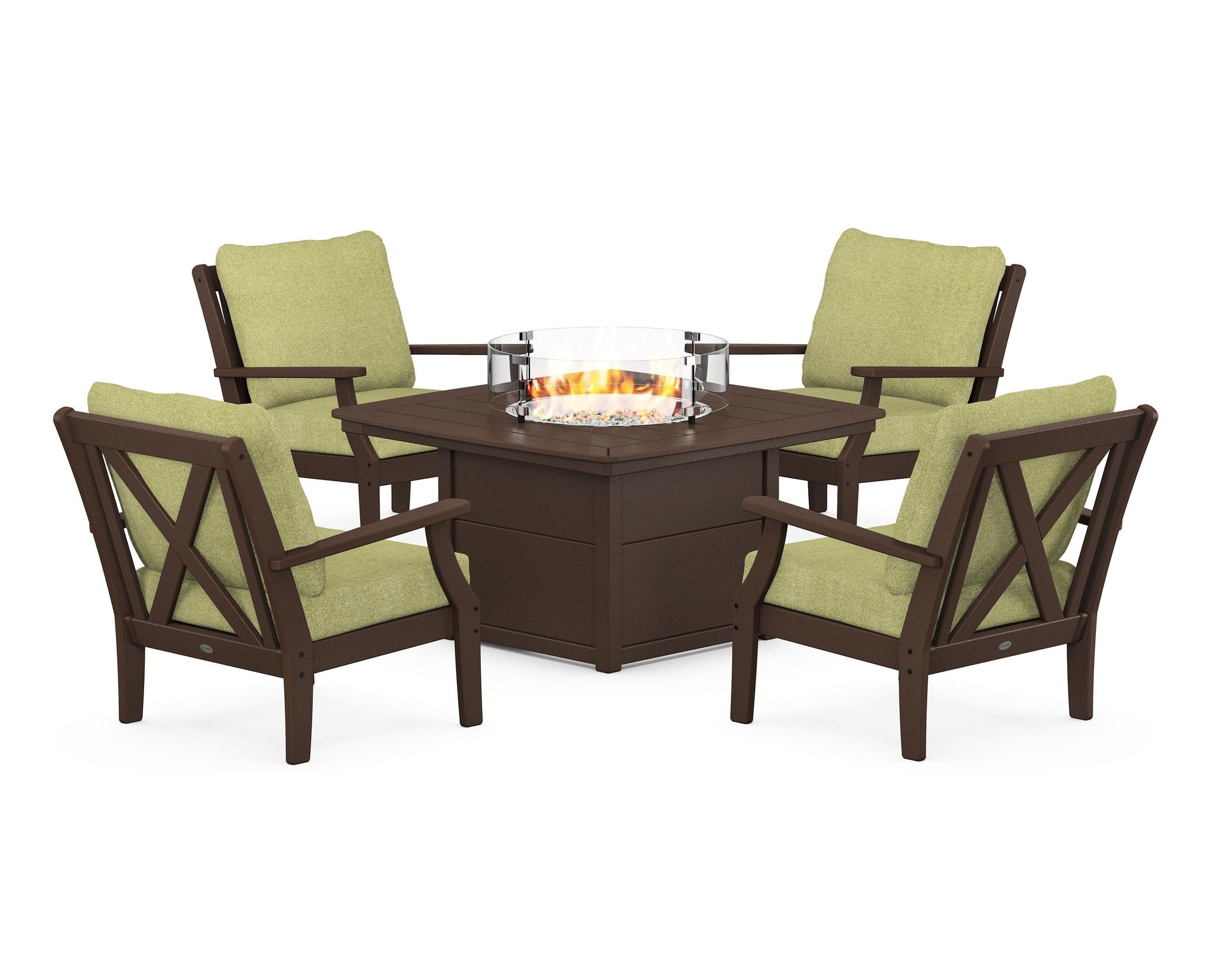 Braxton 5-Piece Deep Seating Conversation Set with Fire Pit Table