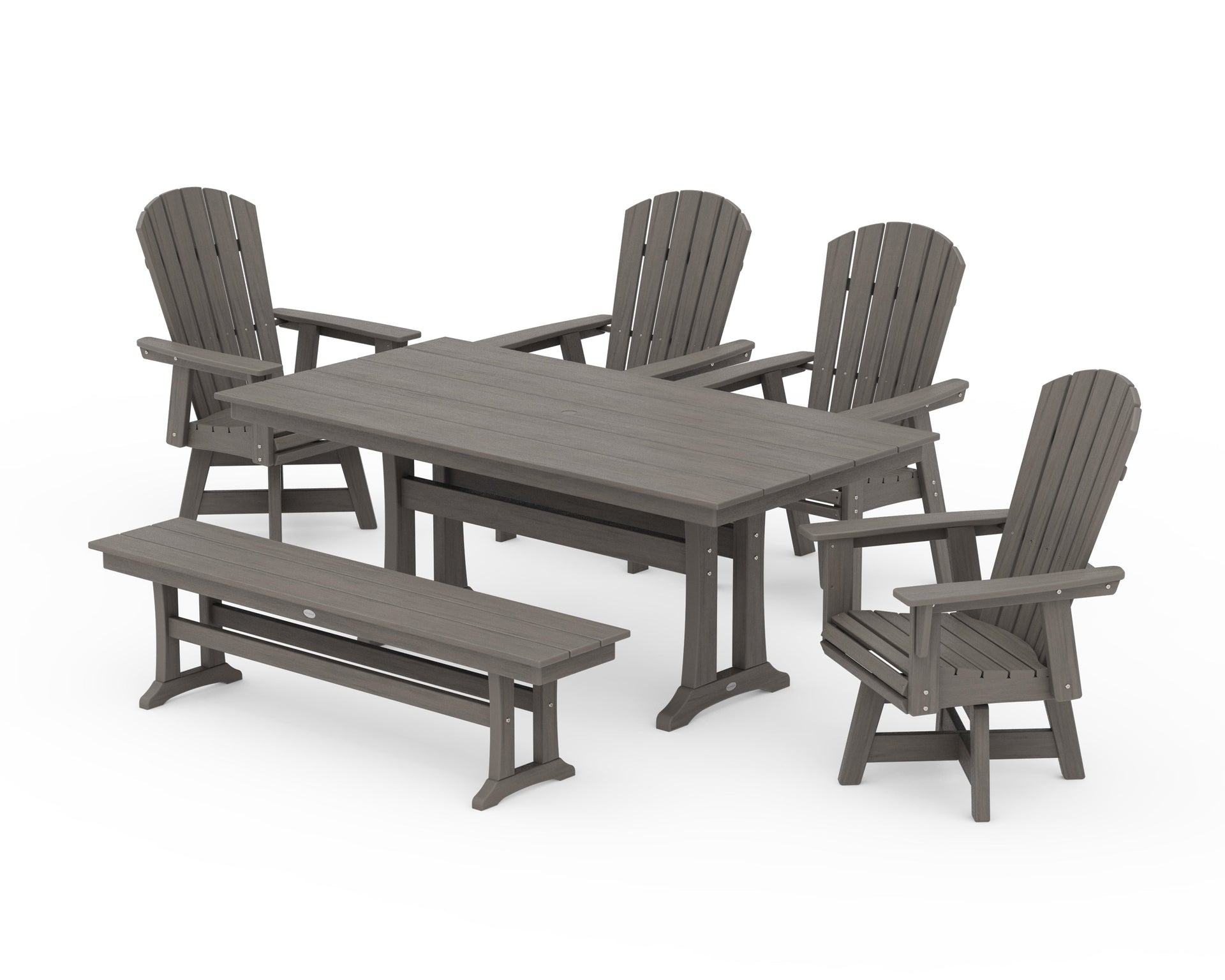 Nautical Adirondack Swivel 6-Piece Farmhouse Dining Set With Trestle Legs