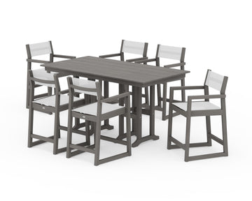 EDGE Sling Arm Chair 7-Piece Farmhouse Counter Set