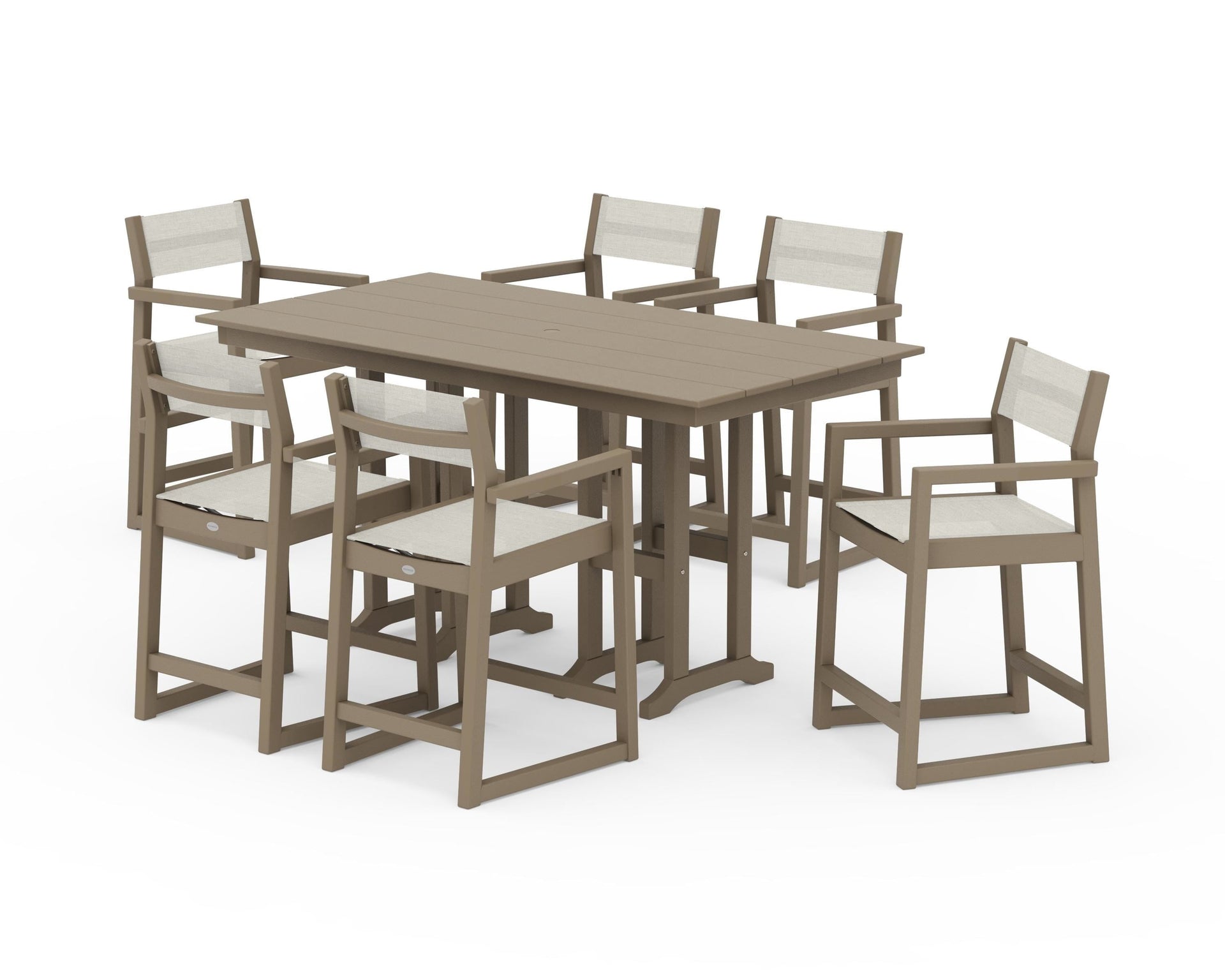 EDGE Sling Arm Chair 7-Piece Farmhouse Counter Set