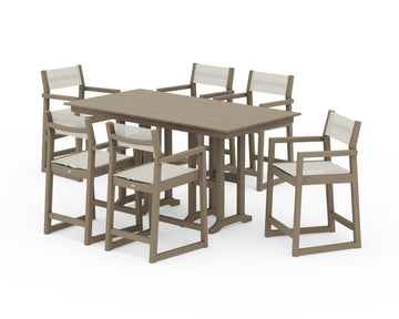 EDGE Sling Arm Chair 7-Piece Farmhouse Counter Set