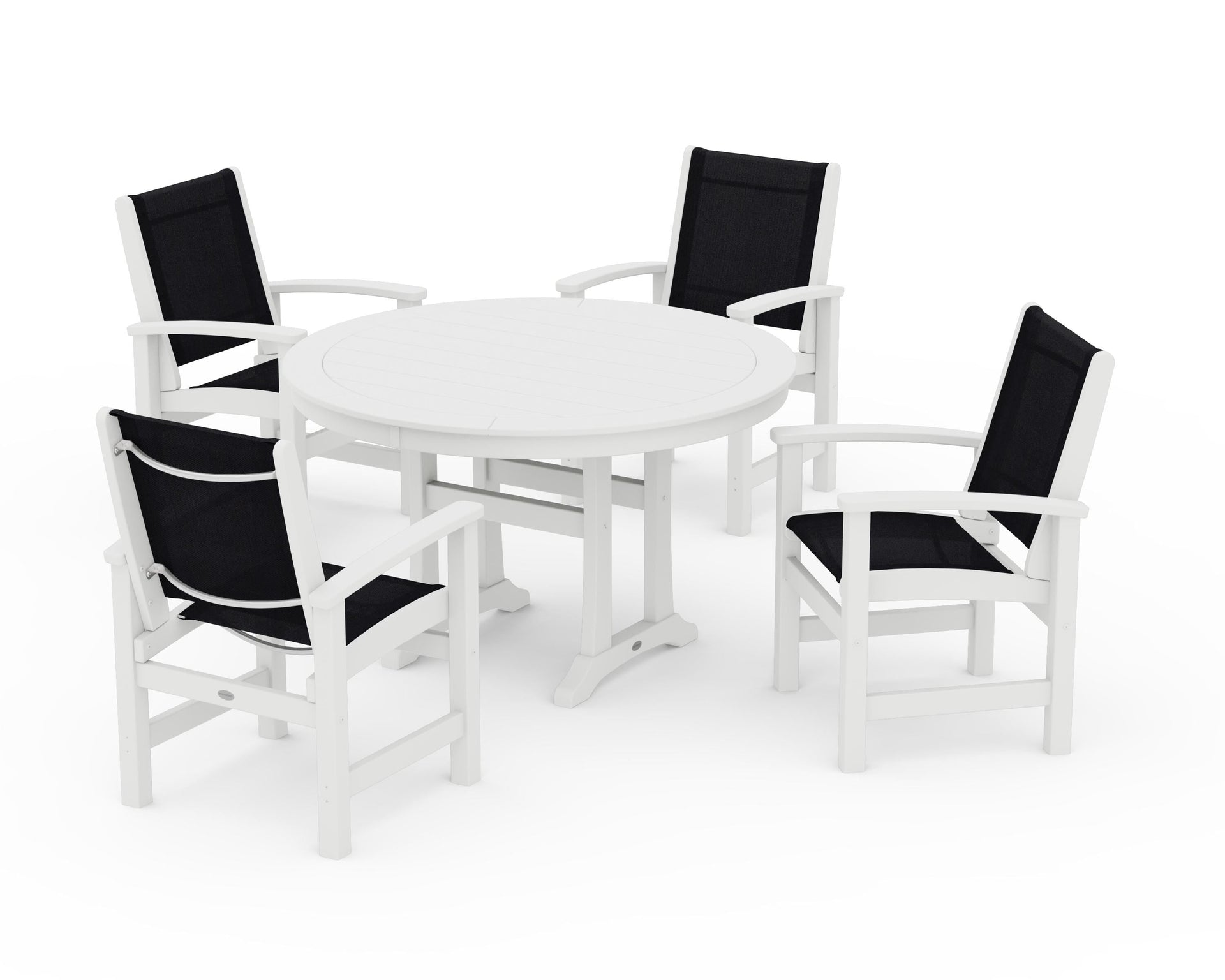 Coastal 5-Piece Round Dining Set with Trestle Legs